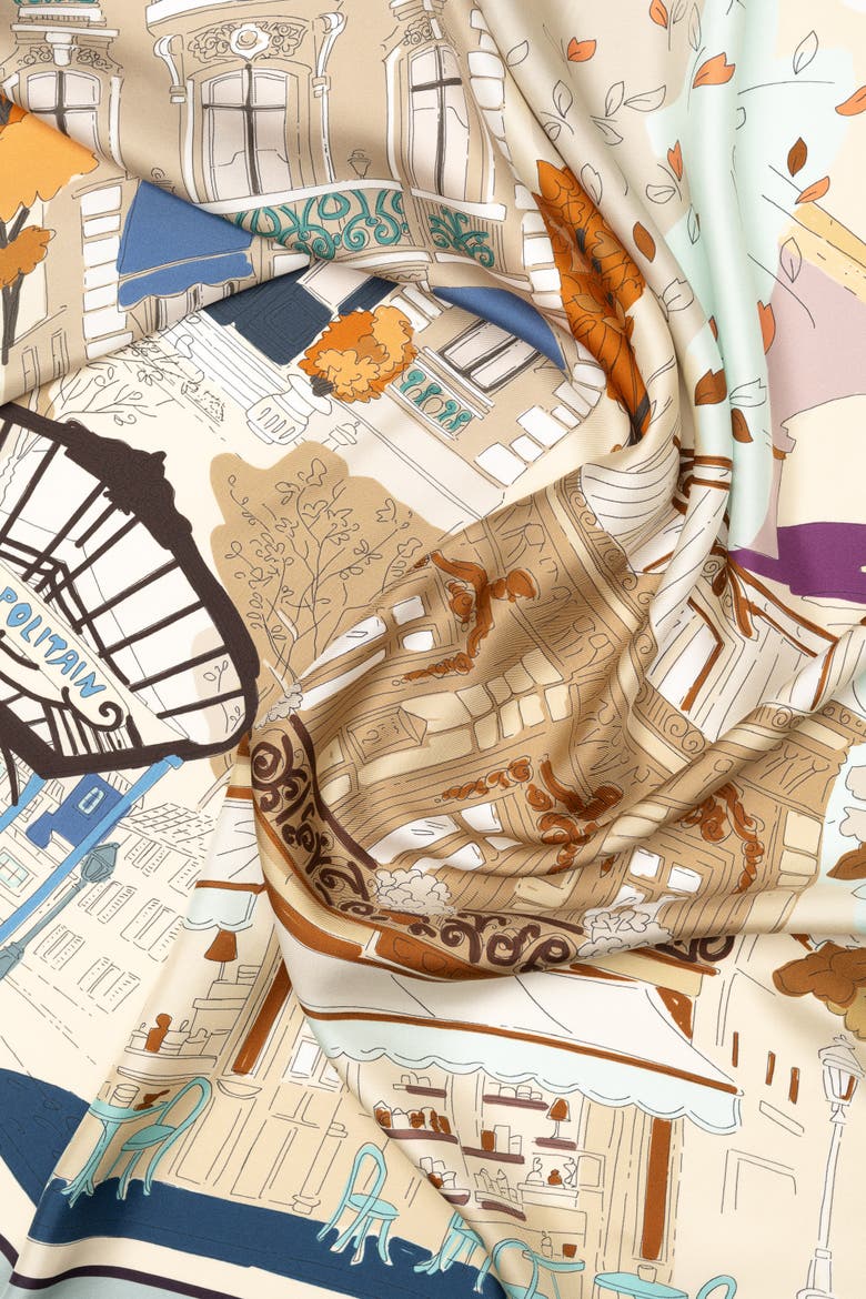 Parigi - Silk Foulard, Alternate, color, Tan and Aqua