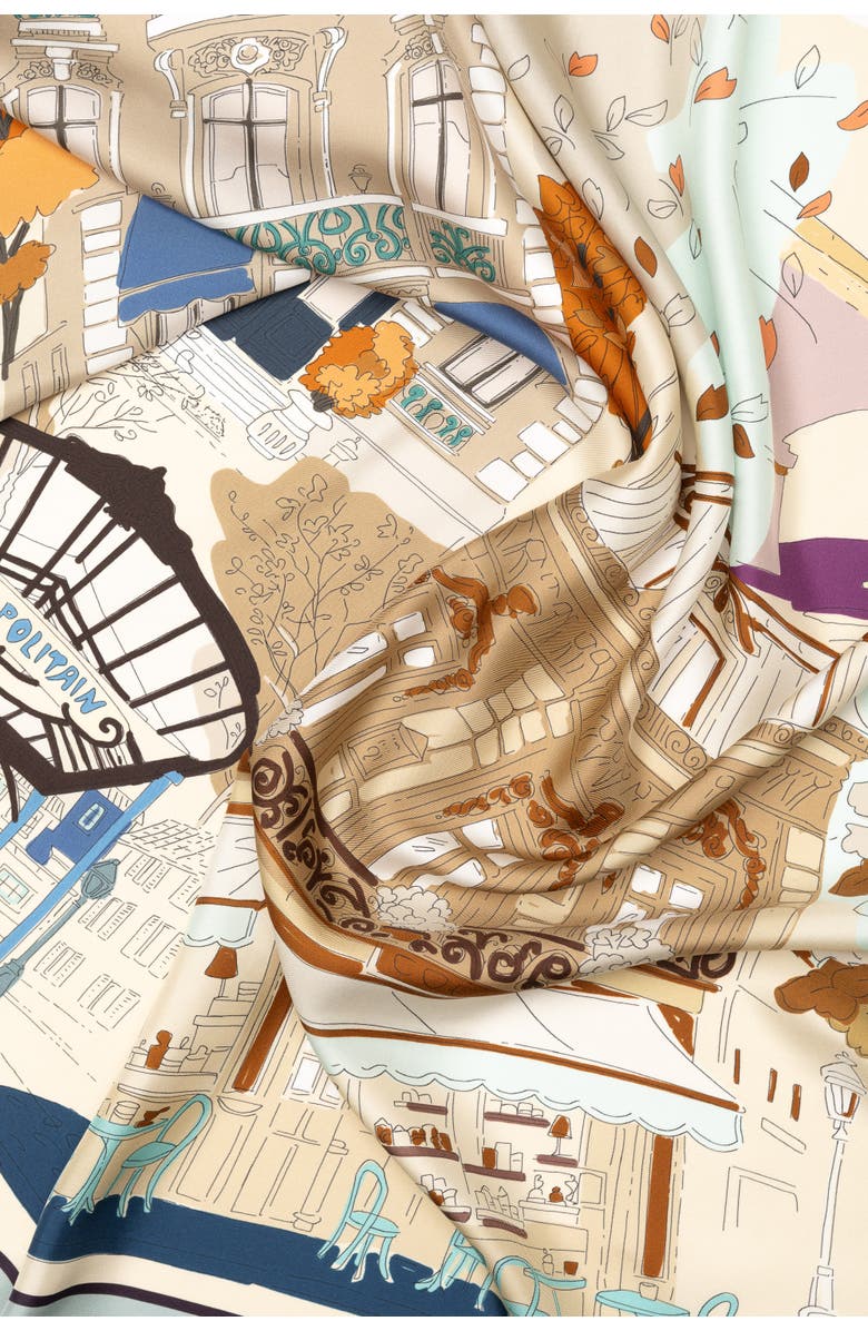 Elizabetta Parigi - Silk Foulard, Alternate, color, Tan And Aqua