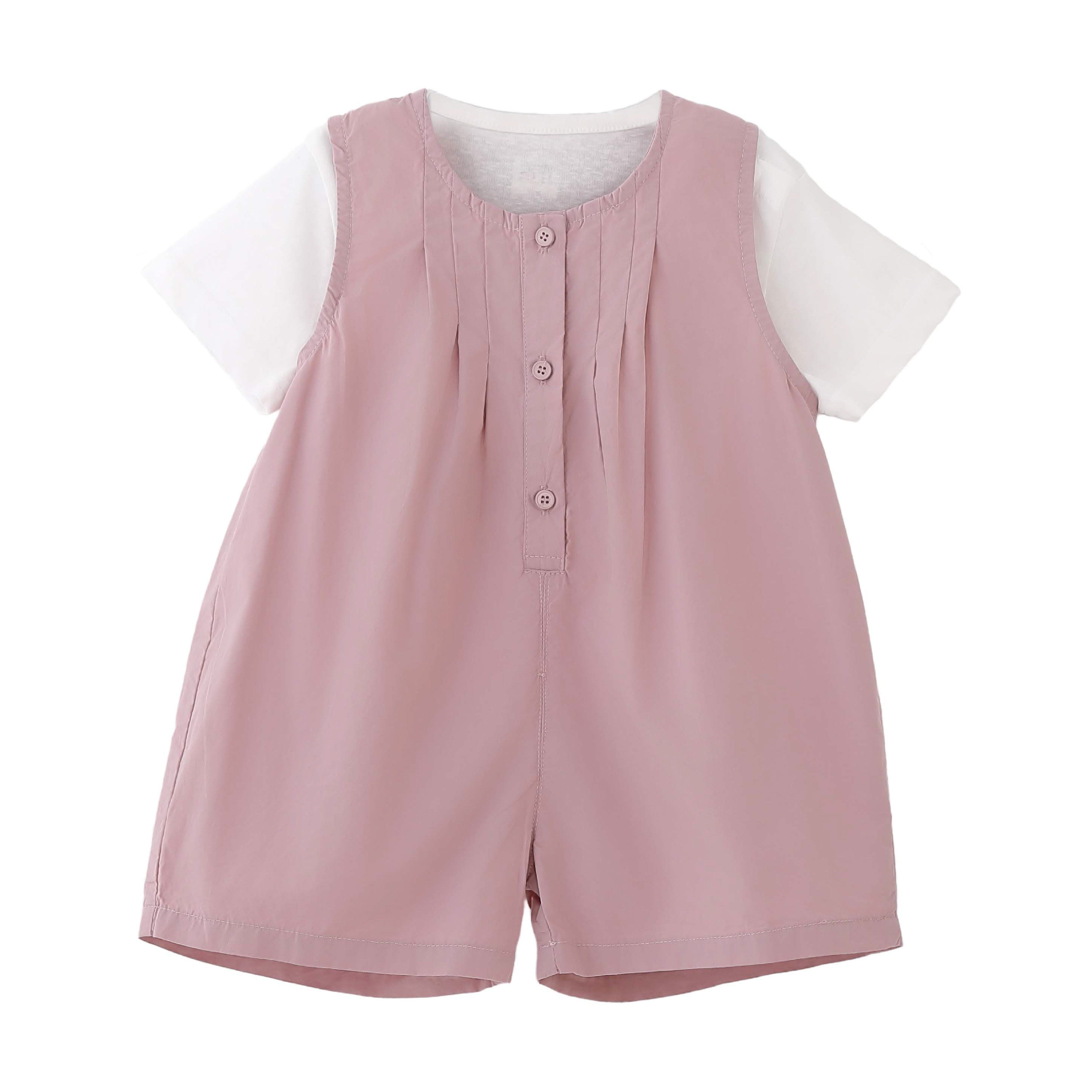 Banblu Babies'  Button Romper Set In Pink