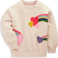 Mini Boden Kids' Rainbow Appliqué Cotton Sweatshirt