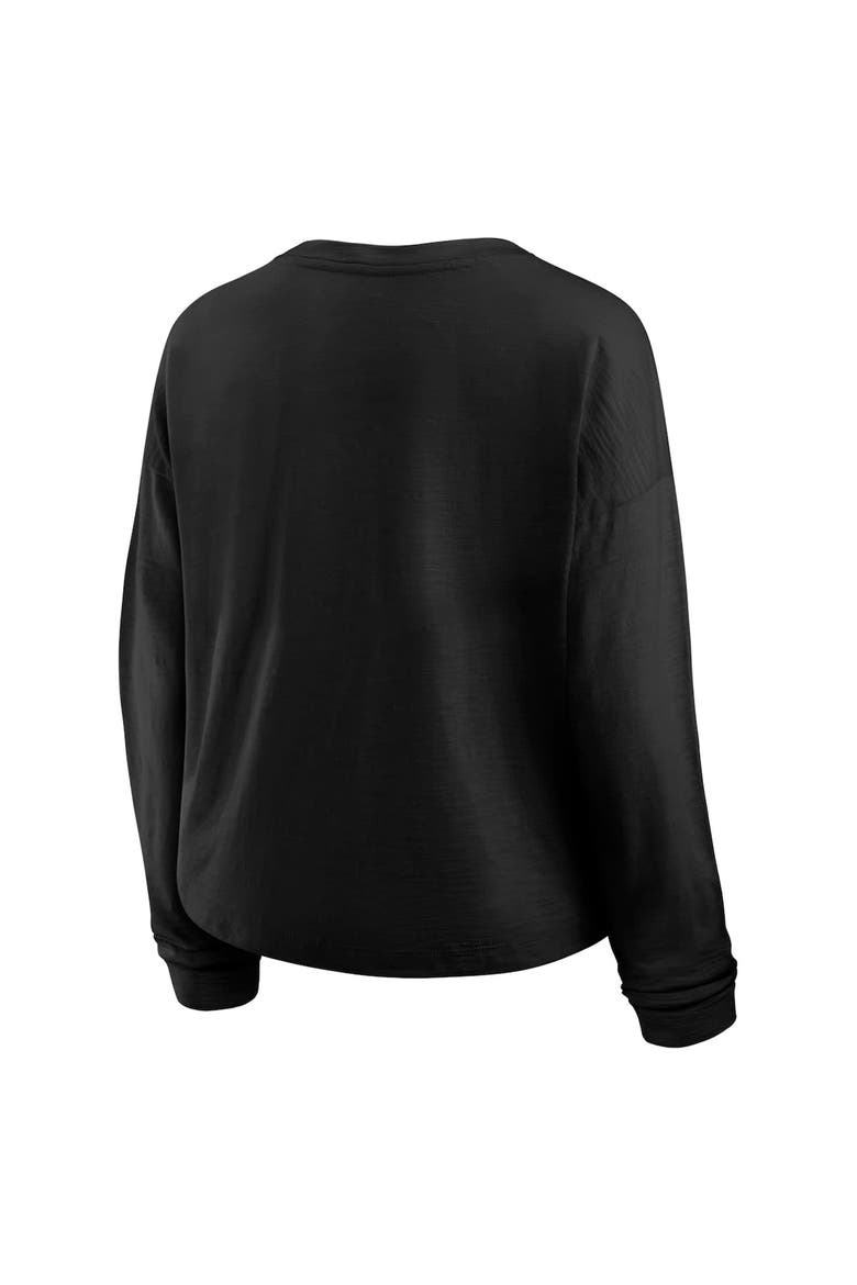 Women's Fanatics Black Boston Bruins Oversized All Out Effort Long Sleeve Henley T-Shirt, Alternate, color, Black