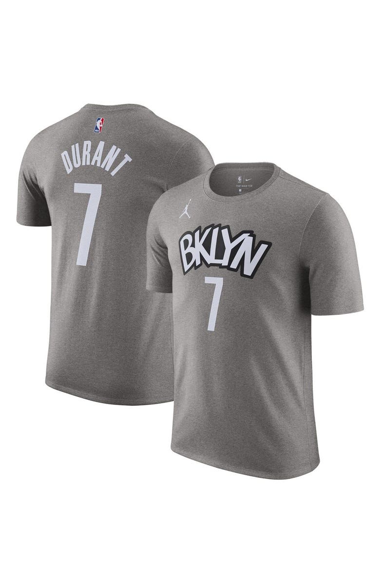 Jordan Brand Men's Jordan Brand Gray Brooklyn Nets 2020/21 Kevin Durant Statement Name & Number T-Shirt, Main, color,