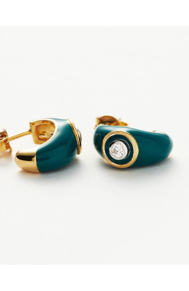 Missoma Cubic Zirconia Enamel Huggie Earrings, Alternate, color, Gold