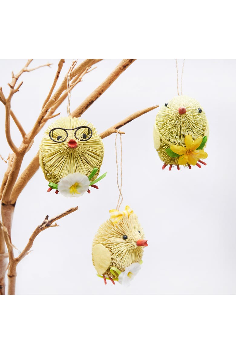 Chick Bottle Brush Ornament Set of 3, Alternate, color, Yellow