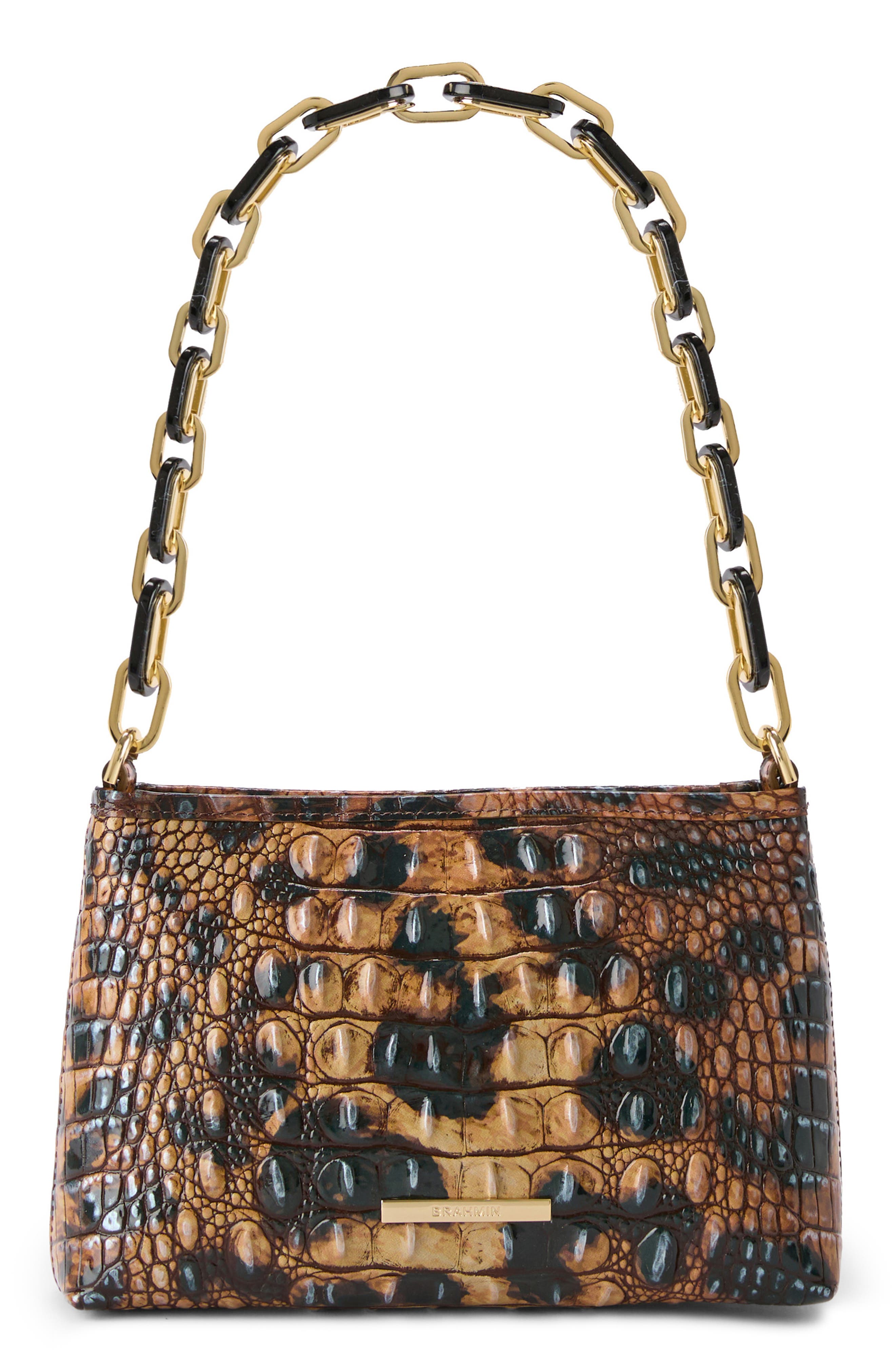 Brahmin Mod Lorelei Tiger Stripe Croc Embossed Leather Shoulder Bag, Alternate, color, 