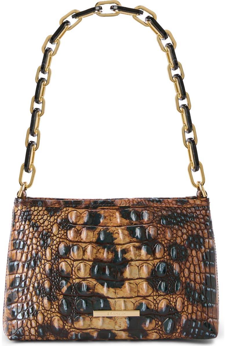 Brahmin Mod Lorelei Tiger Stripe Croc Embossed Leather Shoulder Bag, Alternate, color, Golden Lynx