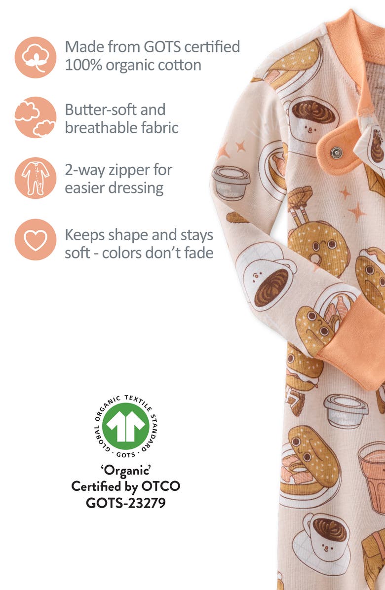 BUTTERBLU Cruz One-Piece Organic Cotton Footie Pajamas, Alternate, color, Schmear