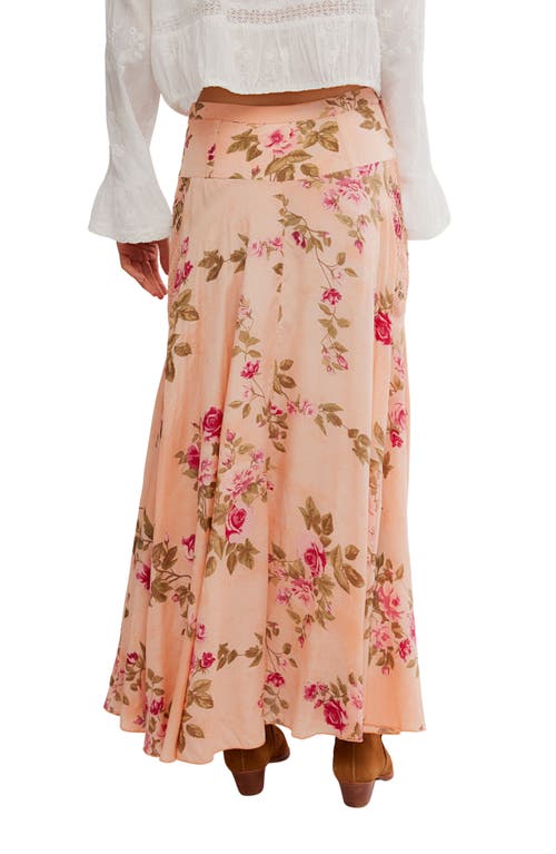 Free People Rowan Floral Smocked Maxi Skirt In Gray