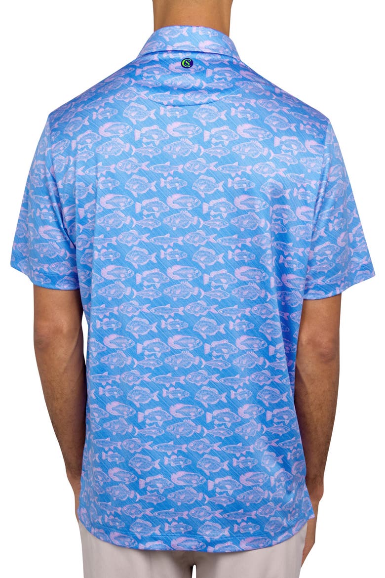 Regular Fit Regular Fit Fish Print Recycled Performance Golf Polo, Alternate, color, PINK