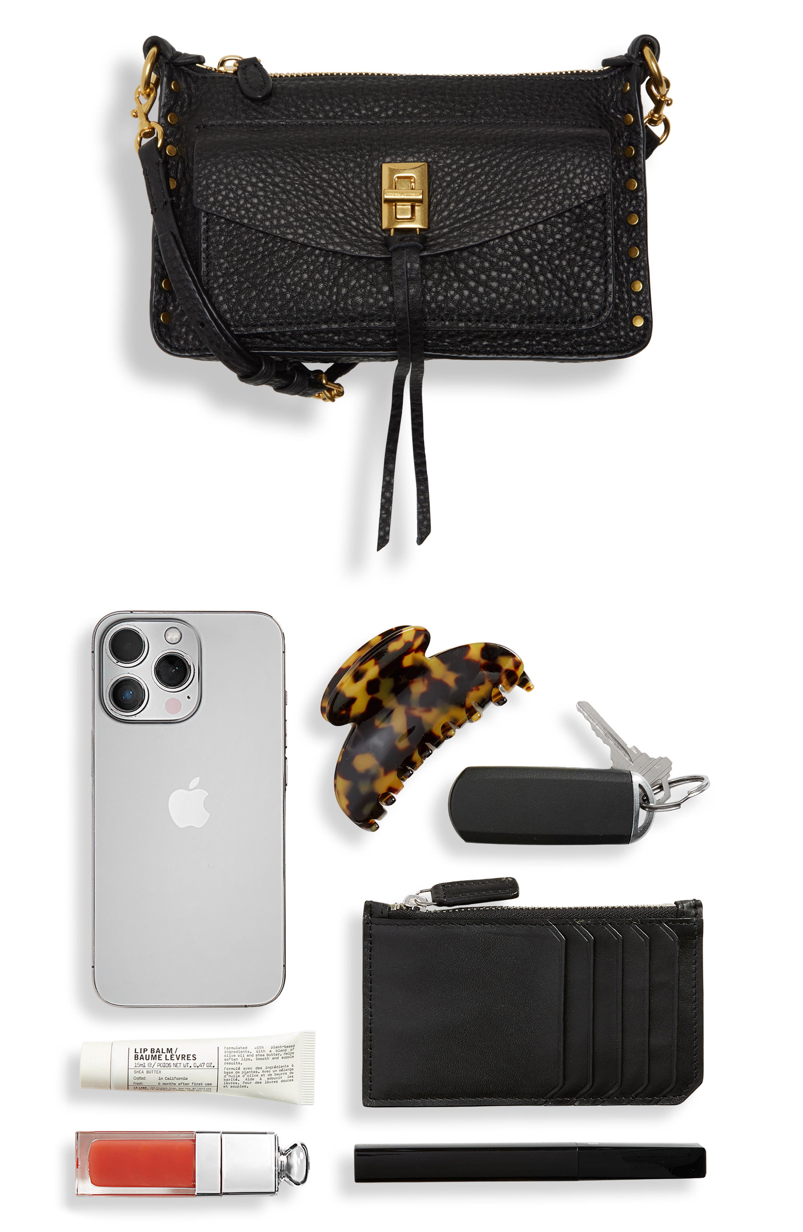 Mini Darren Leather Crossbody Bag, Alternate, color, BLACK