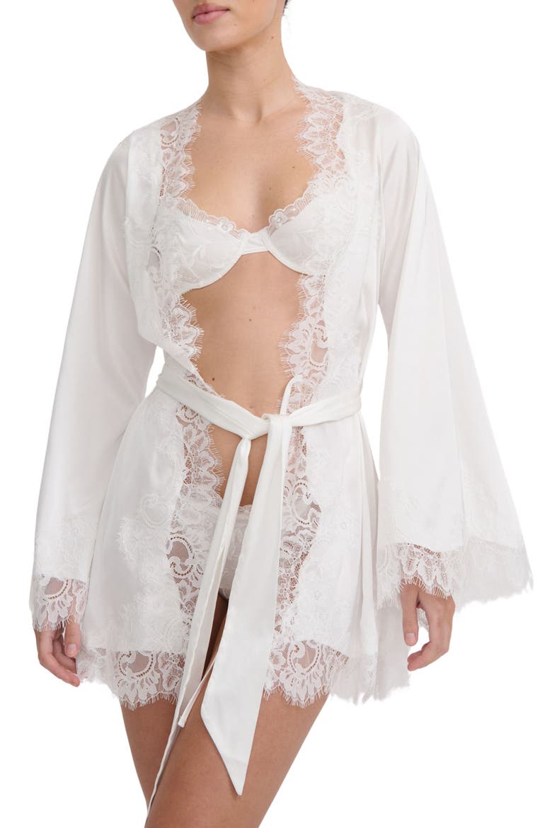 Olivia Lace Trim Robe, Main, color, IVORY