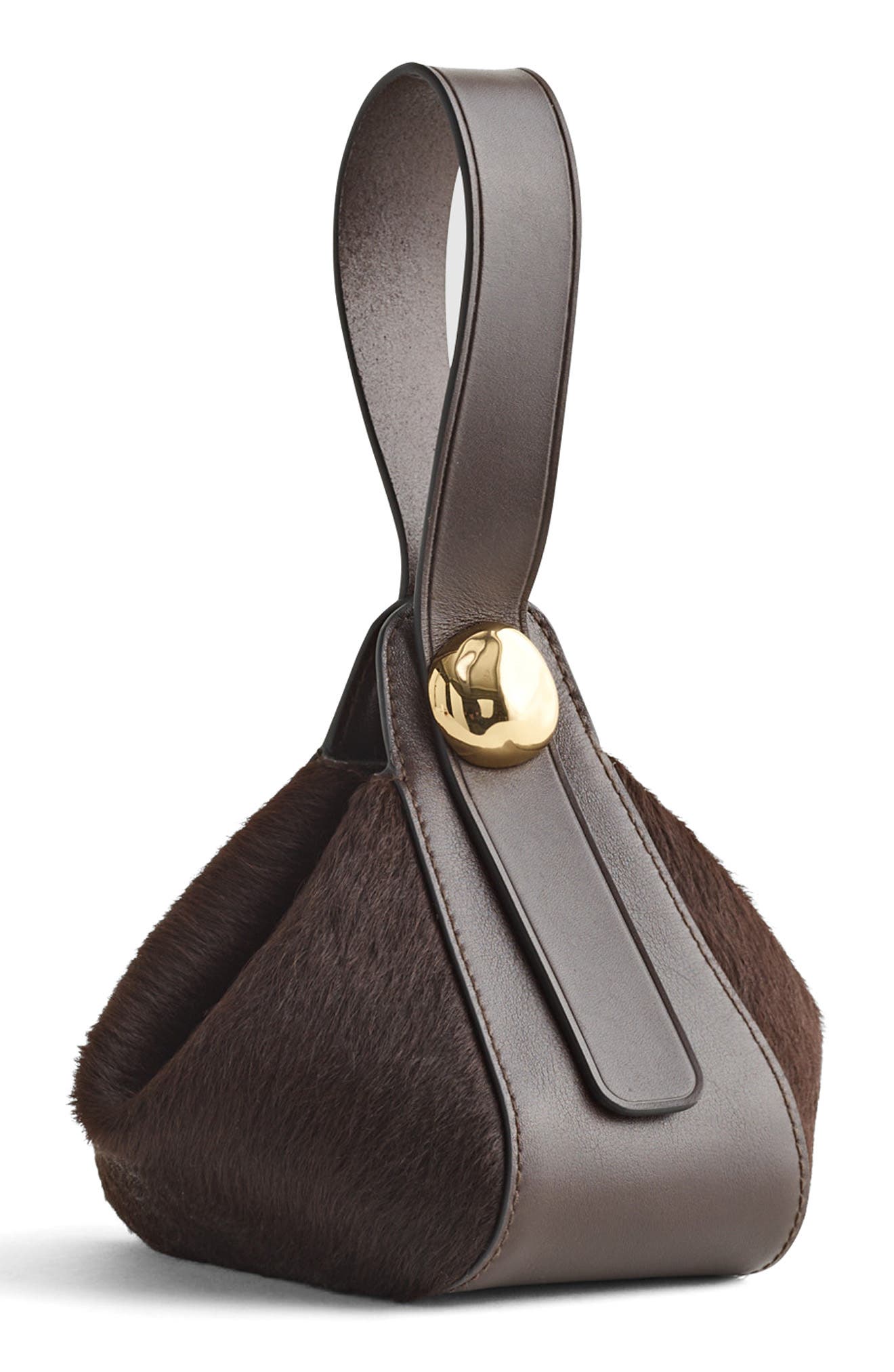 The Sculpted Metal Wristlet Bag, Main, color, DARK CAROB