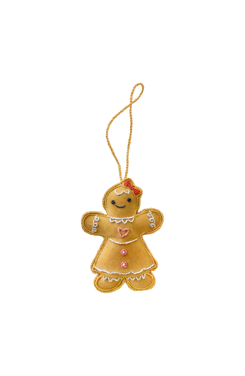 Daydream Society Embroidered Gingerbread Christmas Ornament, Main, color, Girl