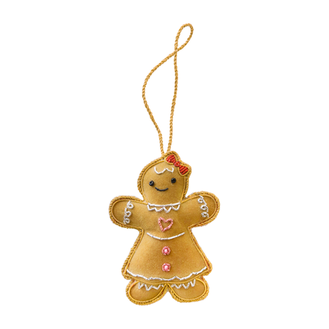 Embroidered Gingerbread Christmas Ornament