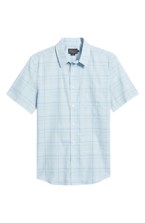Pendleton Academy Check Pima Cotton Short Sleeve Button-up Shirt In Blue Check