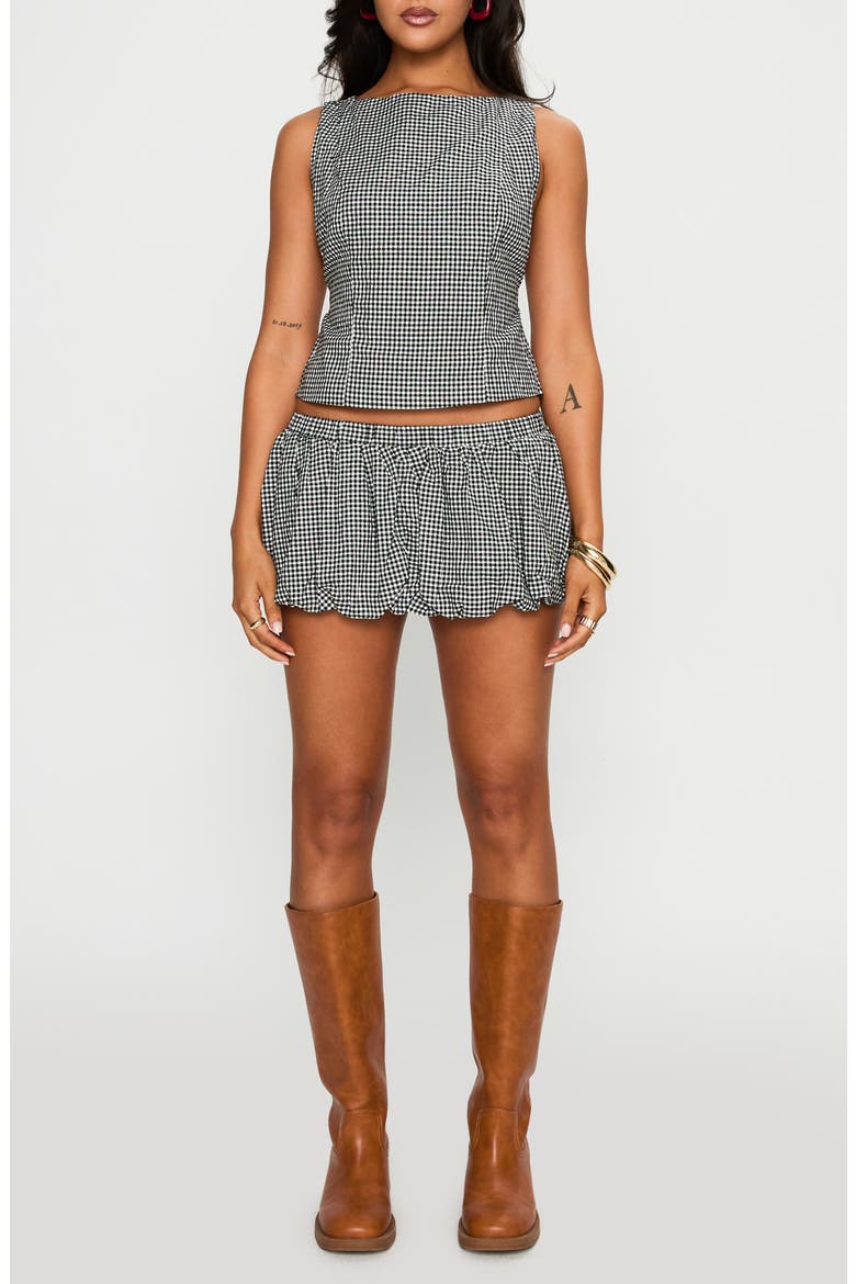 More My Jam Cotton Blend Gingham Top & Shorts Set, Main, color, BLACK / WHITE