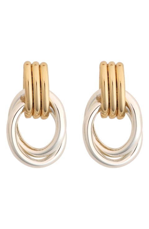 Two-Tone Doorknocker Drop Earrings