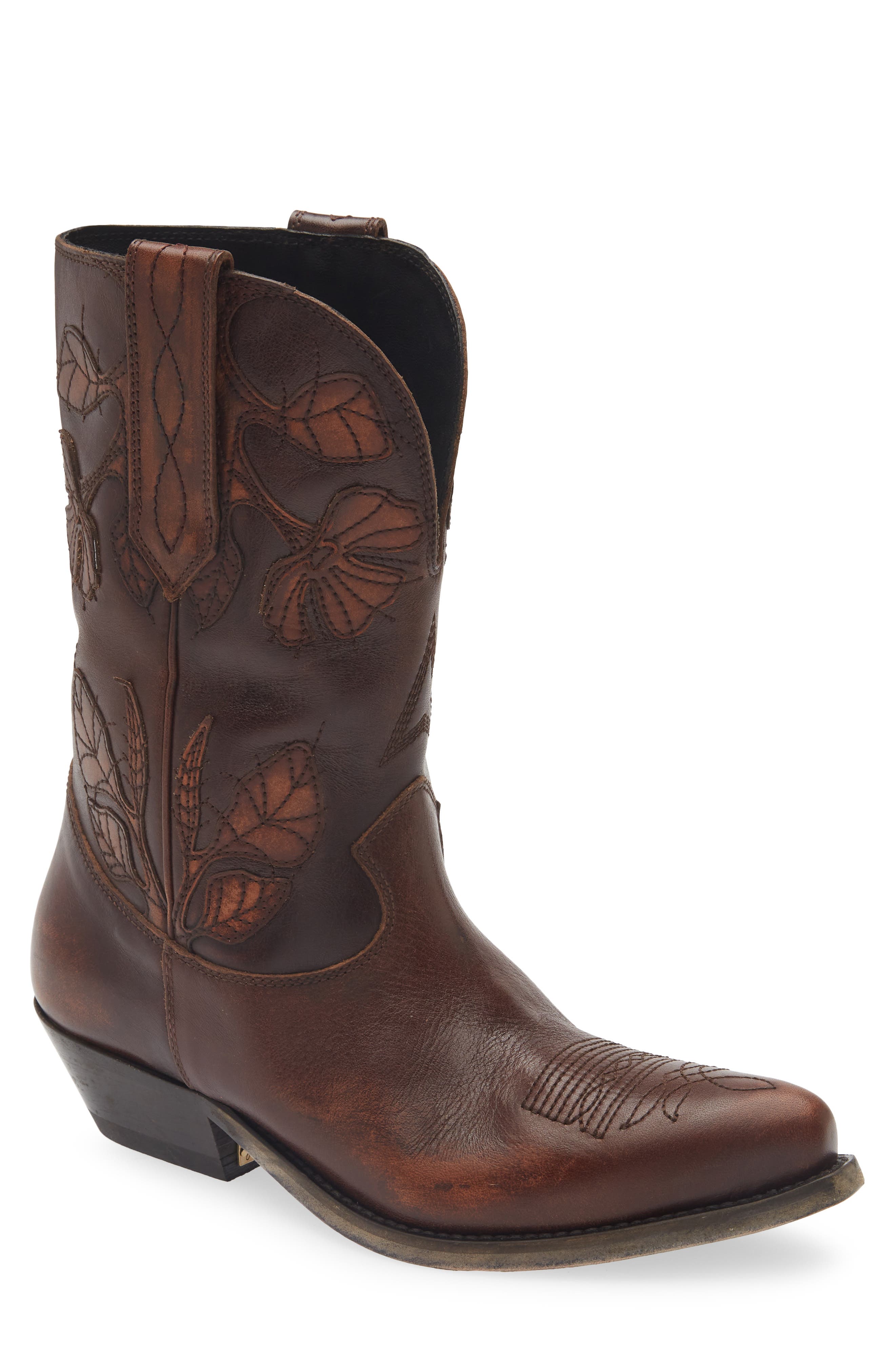 Golden Goose Wish Star Short Western Boot, Main, color, Dark Brown