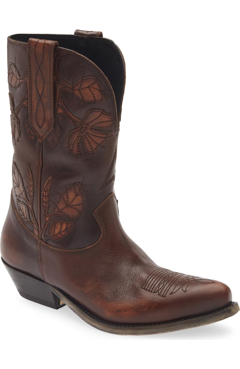 Golden Goose Wish Star Short Western Boot, Main, color, Dark Brown