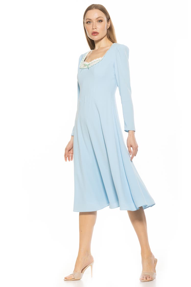 Zenaida Long Sleeve Fit & Flare Dress, Alternate, color, HALOGEN BLUE