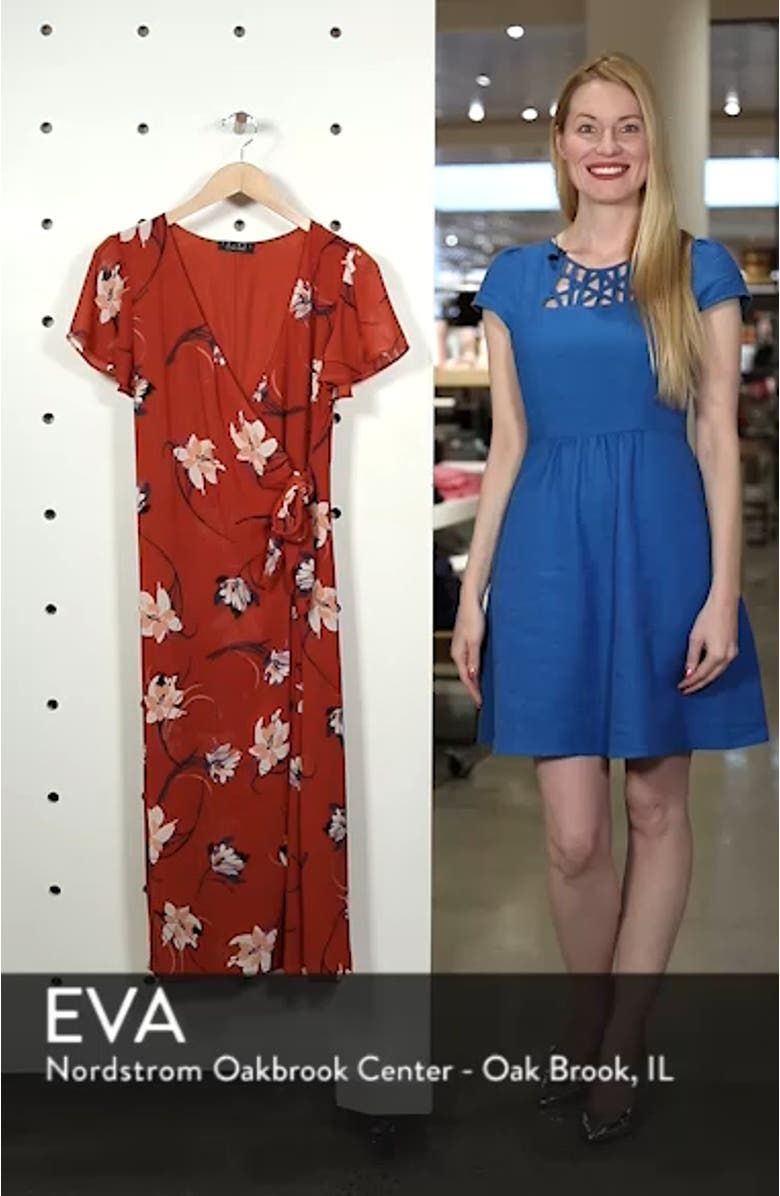 Floral Surplice Midi Dress, sales video thumbnail