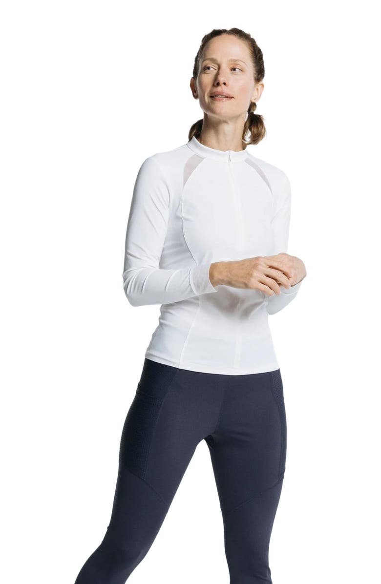 AVI Pickleball Volley Zip Long Sleeve, Main, color, White Lotus