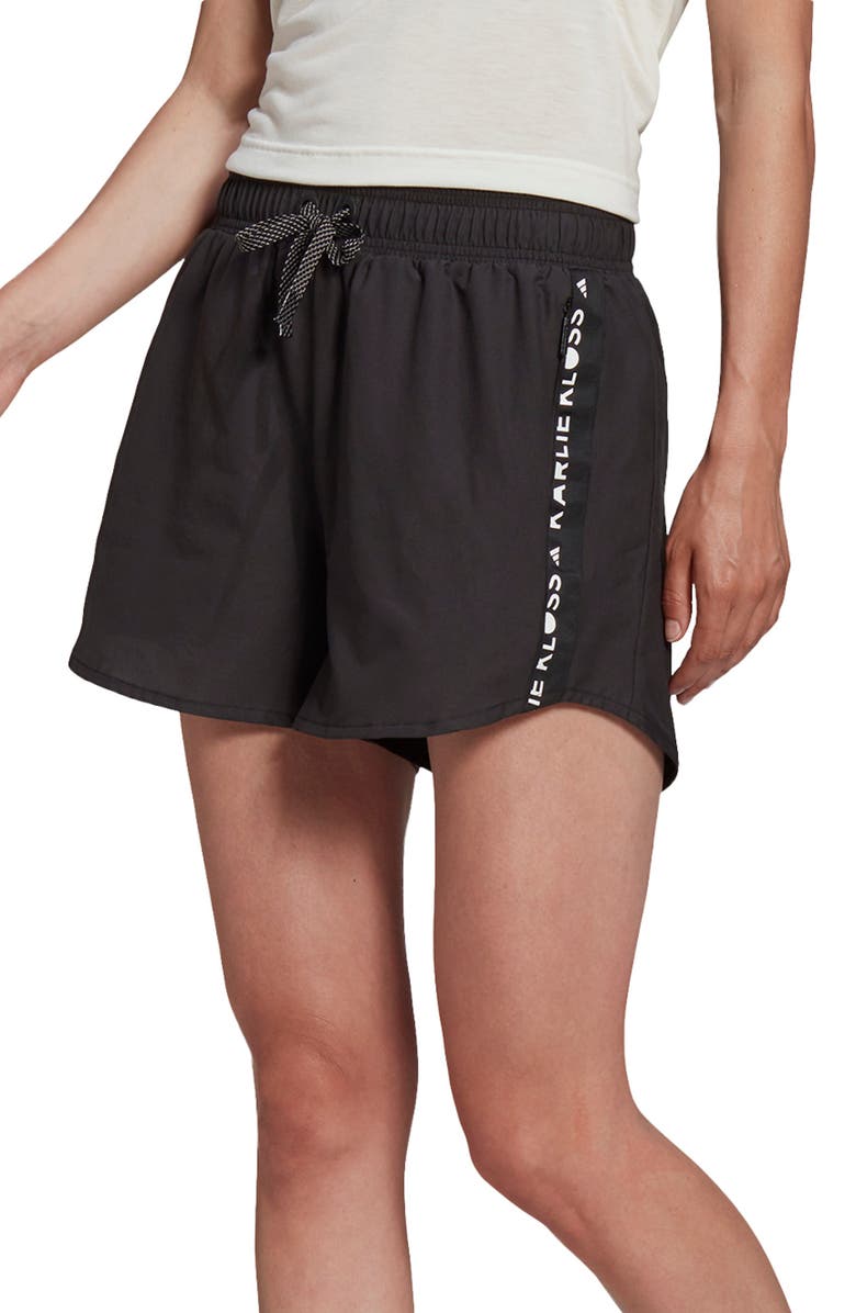 adidas Karlie Kloss Logo Tape Shorts, Main, color, 