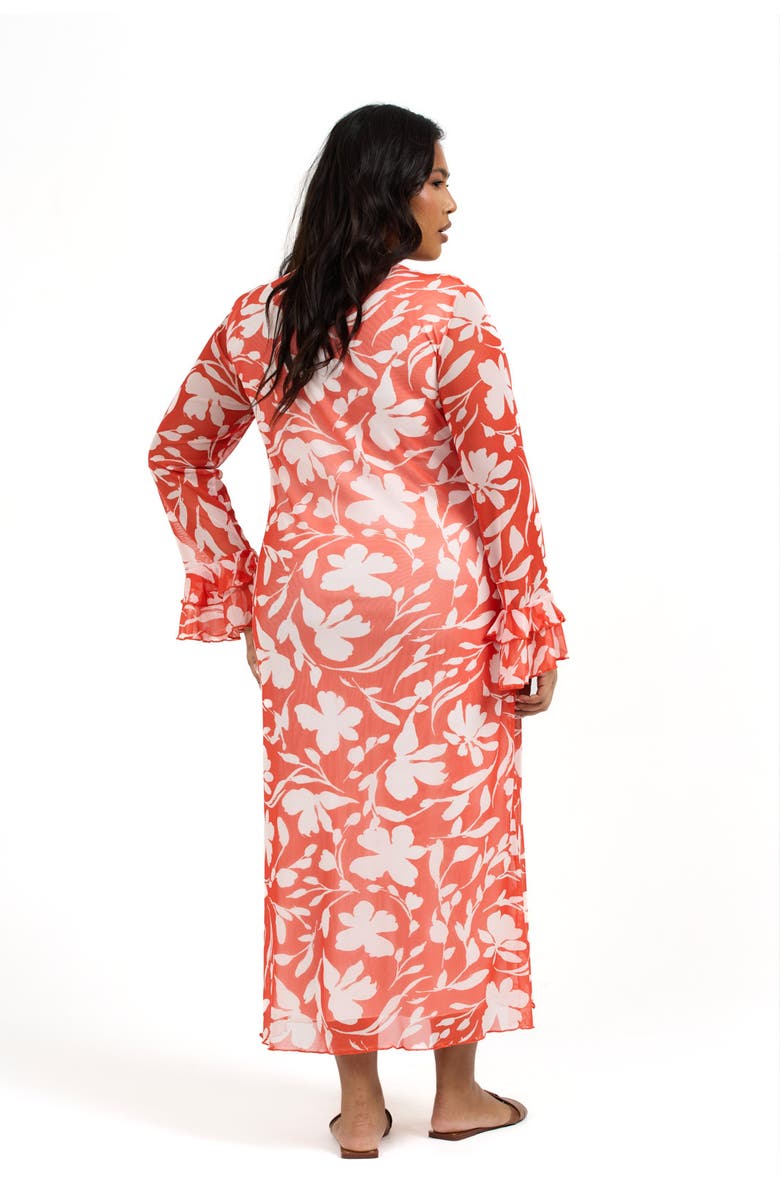 FASHION-SZN CURVE Floral Mesh Midi Dress, Alternate, color, 