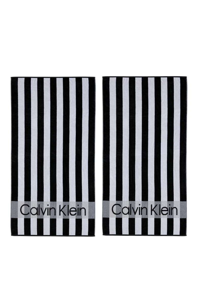 Logo Stripe 2-Piece Beach Towel Set, Alternate, color, BLACK