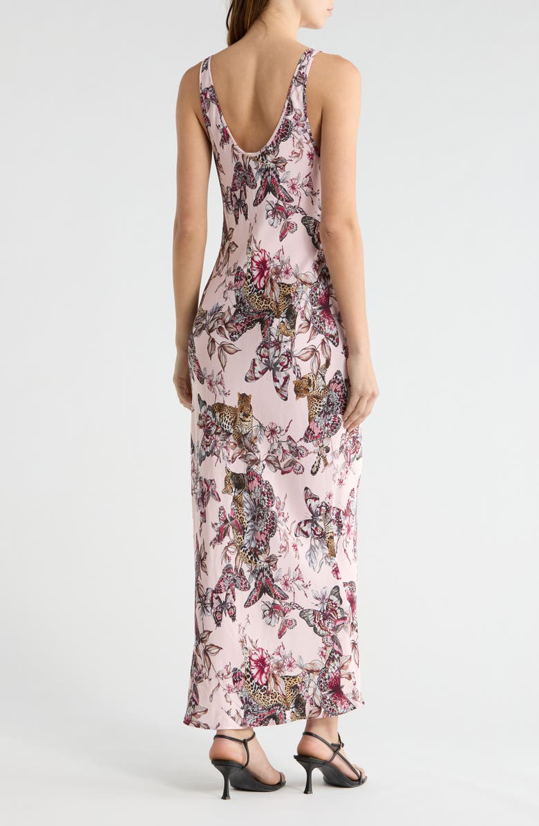 L'AGENCE Akiya Butterfly Jungle Print Satin Slipdress, Alternate, color, Nectar Pink Multi Butterfly