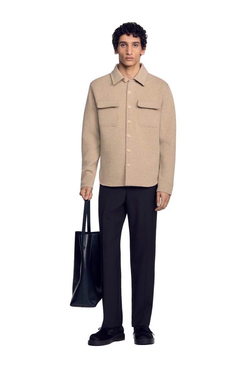 Boiled wool overshirt, Alternate, color, Beige / taupe