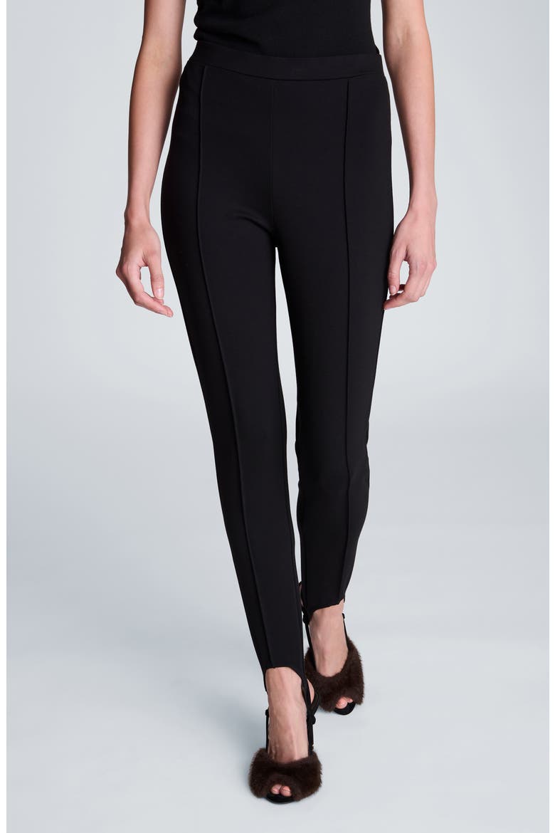 Pintucked Stirrup Leggings, Alternate, color, BLACK