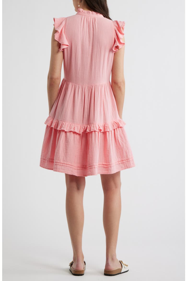 Ruffle Duo Cotton Gauze Dress, Alternate, color, PINK DIANTHUS