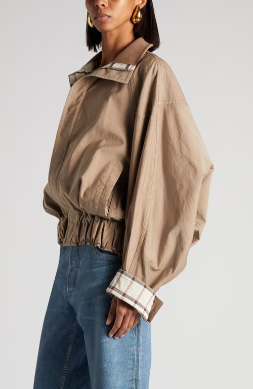 Bottega Veneta Oversize Cotton Twill Jacket In 9721 Dark Beige
