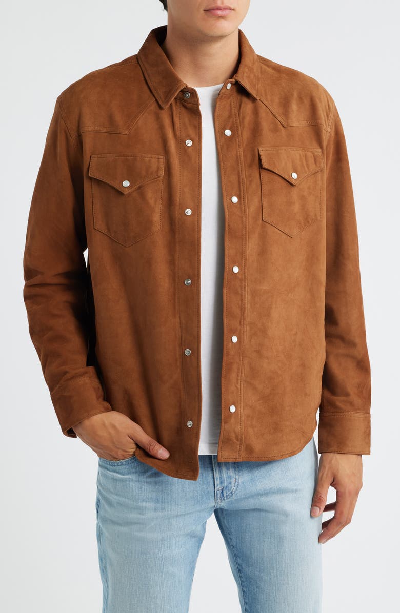 AG Elias Western Suede Shirt Jacket, Main, color, Canyon Amber