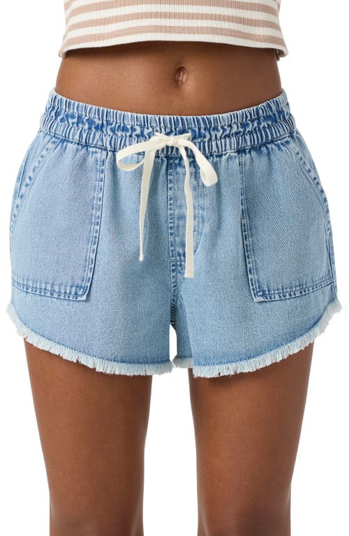 O'neill Sevie Drawstring Denim Cutoff Shorts In Gray