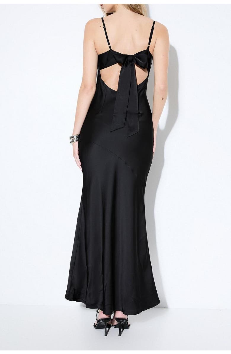 MissPap Premium Satin Bow Bridesmaid Dress, Alternate, color, Black