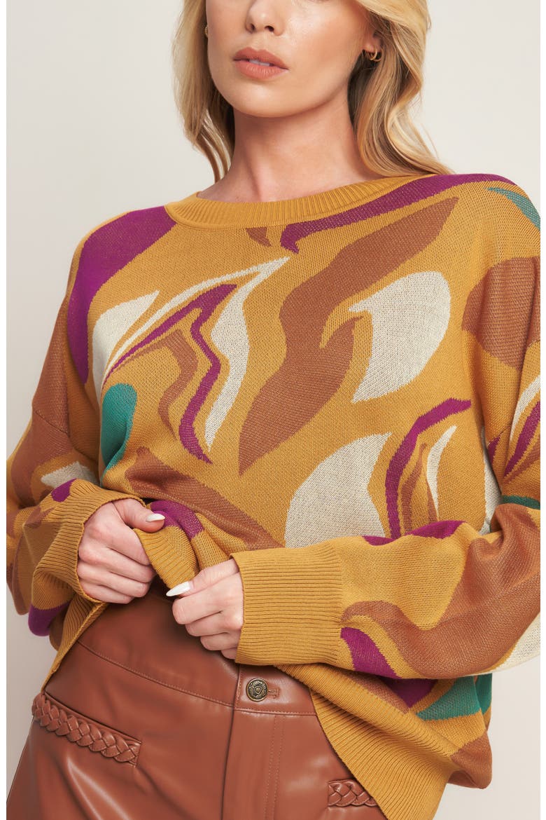 Jacquard Sweater, Alternate, color, MUSTARD