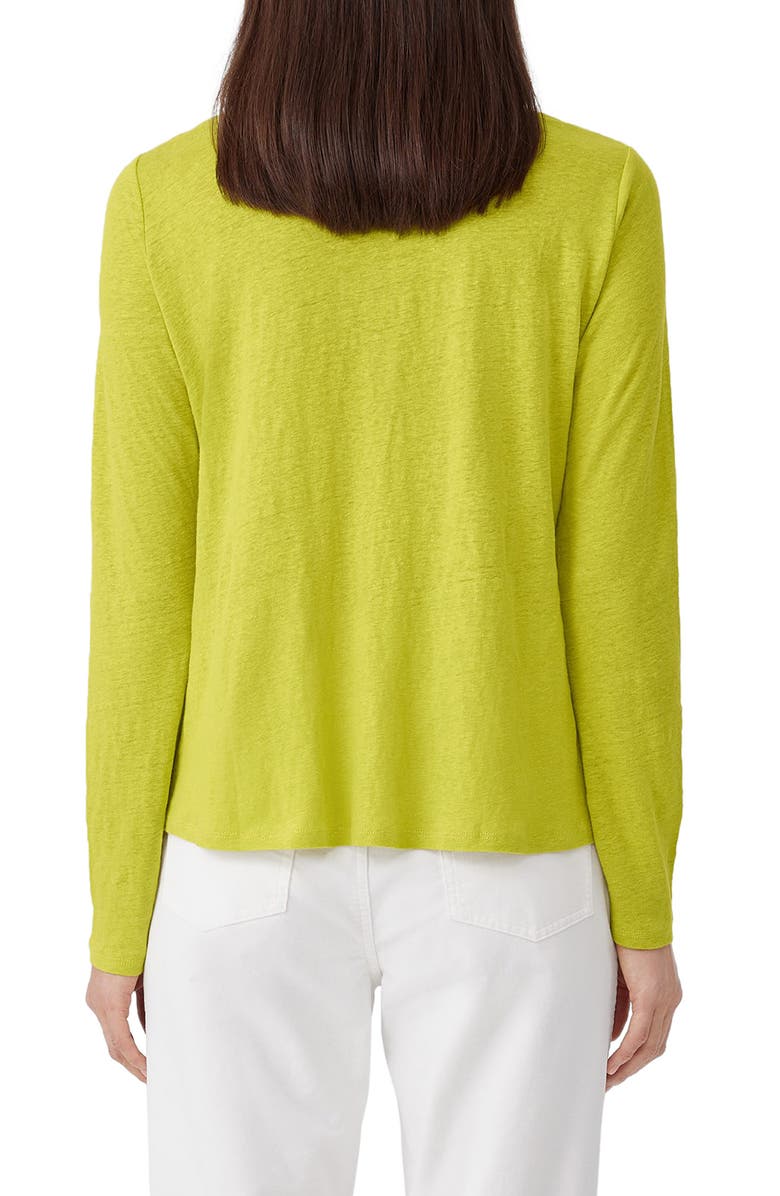 Eileen Fisher Organic Linen Long Sleeve T-Shirt, Alternate, color, Citron