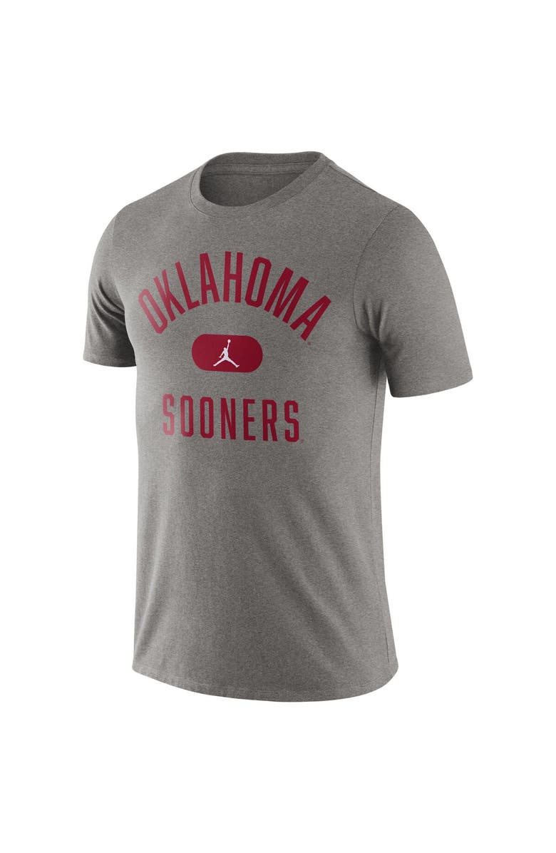 Jordan Brand Men's Jordan Brand Heathered Gray Oklahoma Sooners Team Arch T-Shirt, Alternate, color, 
