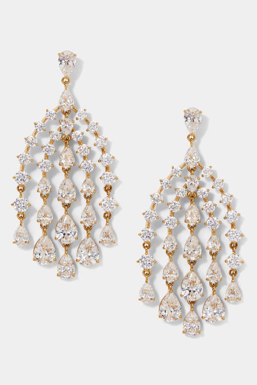 Nadri Willow Graduated Cz Drops Waterfall Chandelier Earrings In Gold