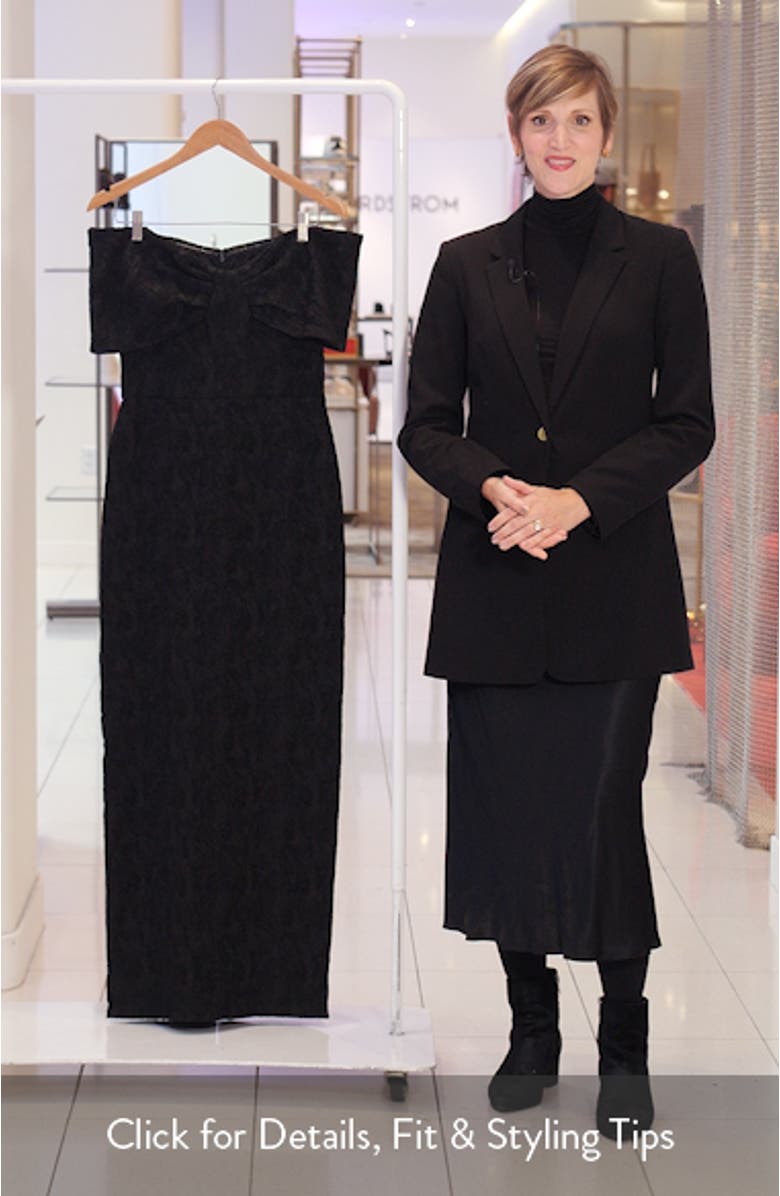 Floral Jacquard Off-the-Shoulder Sheath Gown, sales video thumbnail