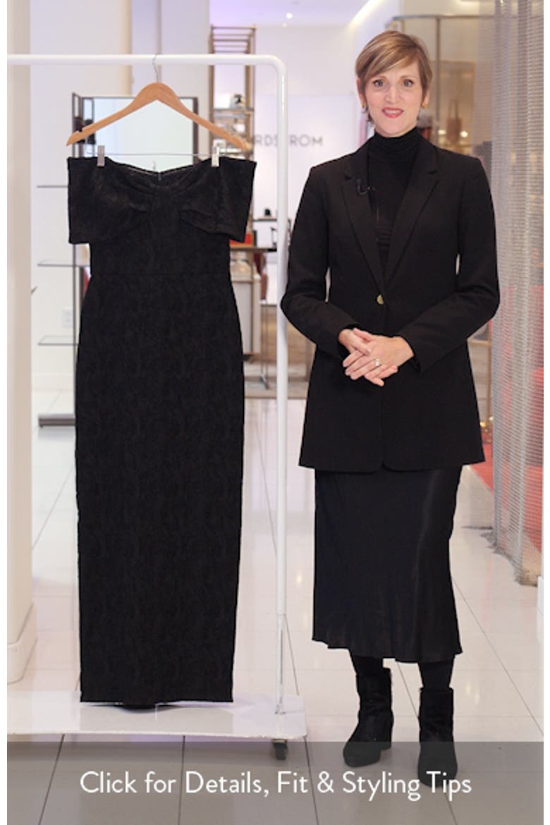 Floral Jacquard Off-the-Shoulder Sheath Gown video