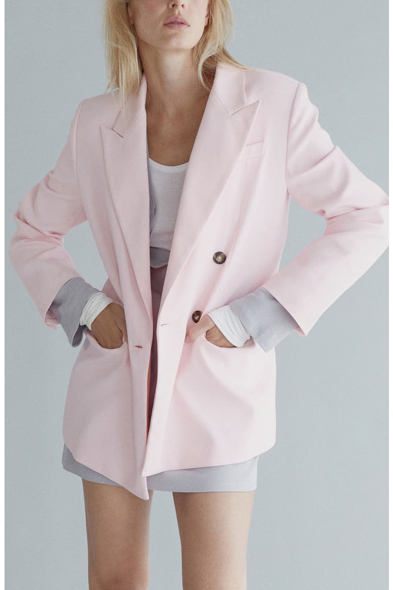 Double Breasted Blazer, Main, color, PASTEL PINK