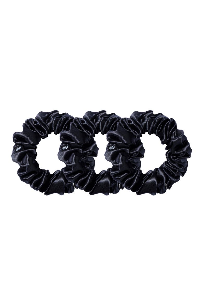 3-Pack Large Silk Scrunchie Set, Main, color, BLACK
