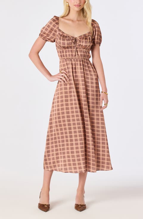 Nallely Puff Sleeve Midi Dress