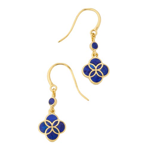 Jan Leslie Petal Gemstone With 18k Gold Overlay Sterling Drop Earring In Blue