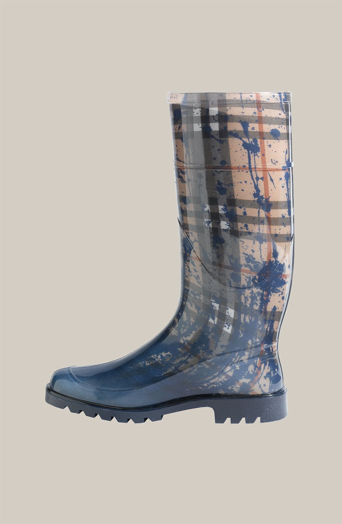 Splash Check Print Rain Boot, Alternate, color, JET BLUE