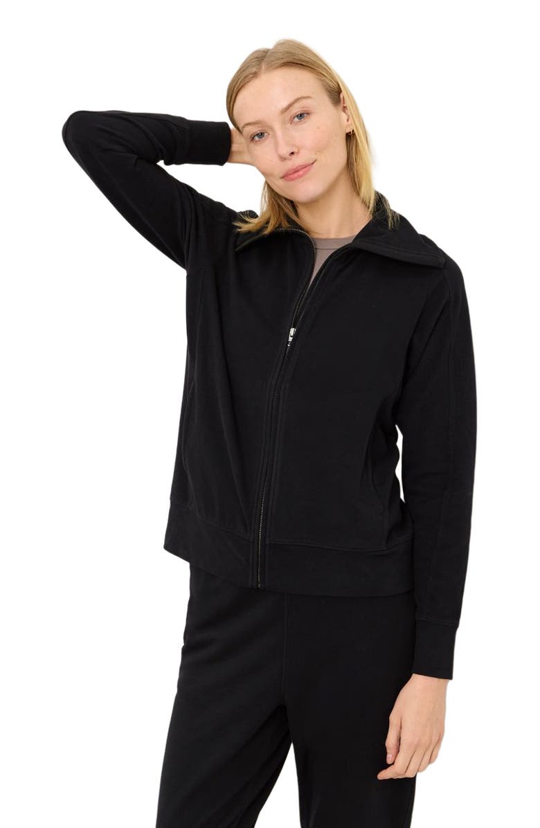 Pact Organic Cotton CloudKnit Zip Jacket, Alternate, color, Black