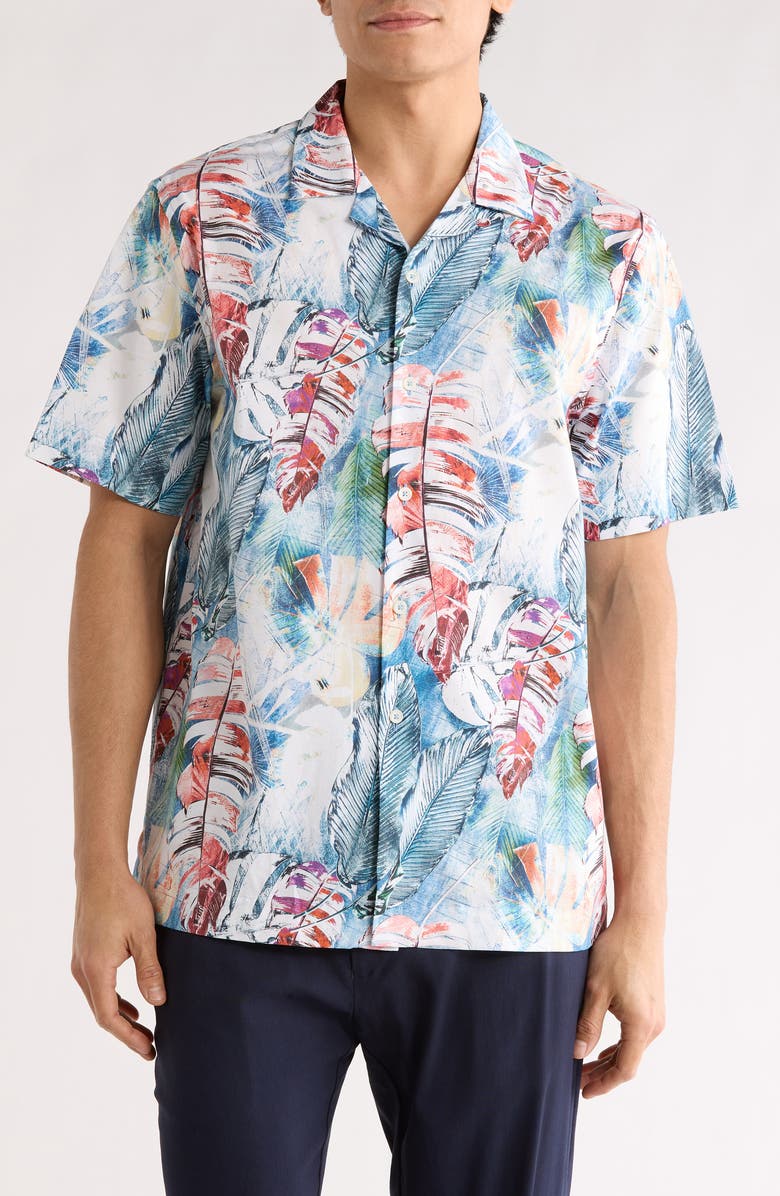 Bugatchi Jackson Comfort Stretch Short Sleeve Shirt, Main, color, Paradise